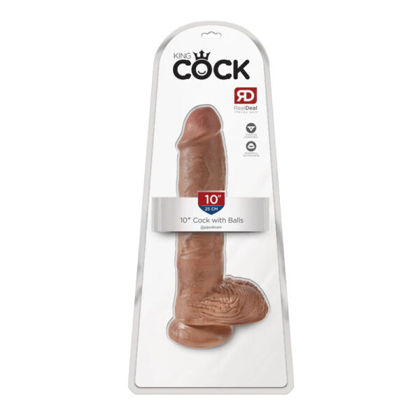 603912746389 King Cock 10" Cock With Balls Tan