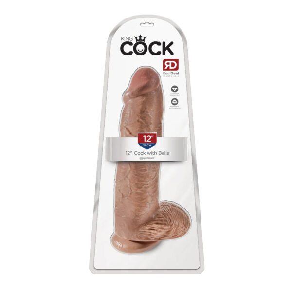 603912746402 King Cock 12" Cock With Balls Tan