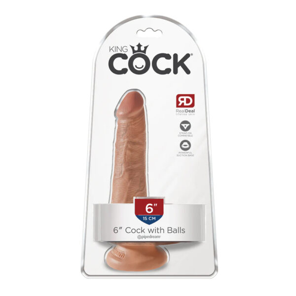 603912746532 King Cock 6" Cock With Balls Tan