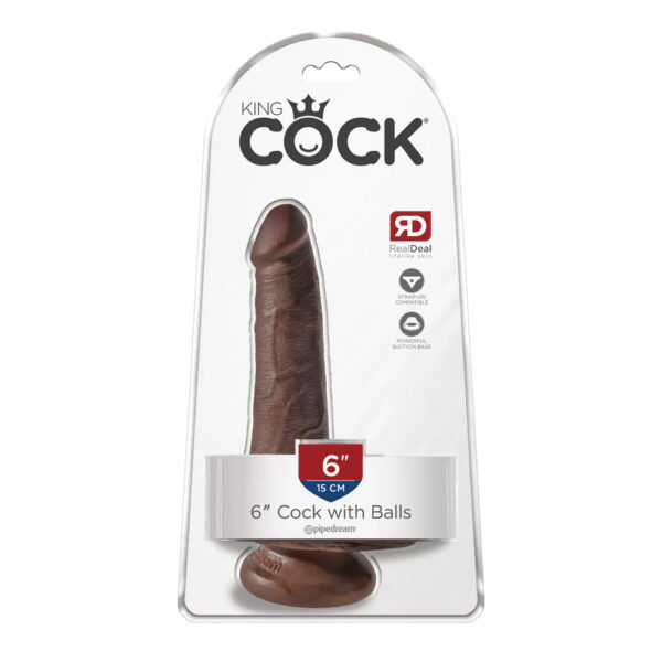 603912746556 King Cock 6" Cock With Balls Brown