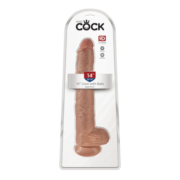 603912747089 King Cock 14" Cock With Balls Tan