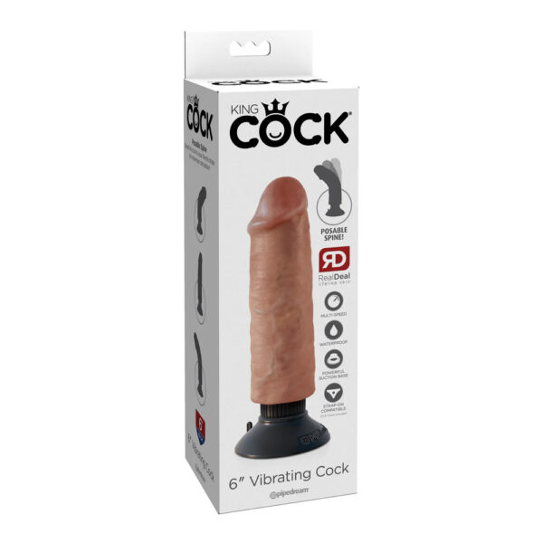 603912753240 King Cock 6" Vibrating Cock Tan