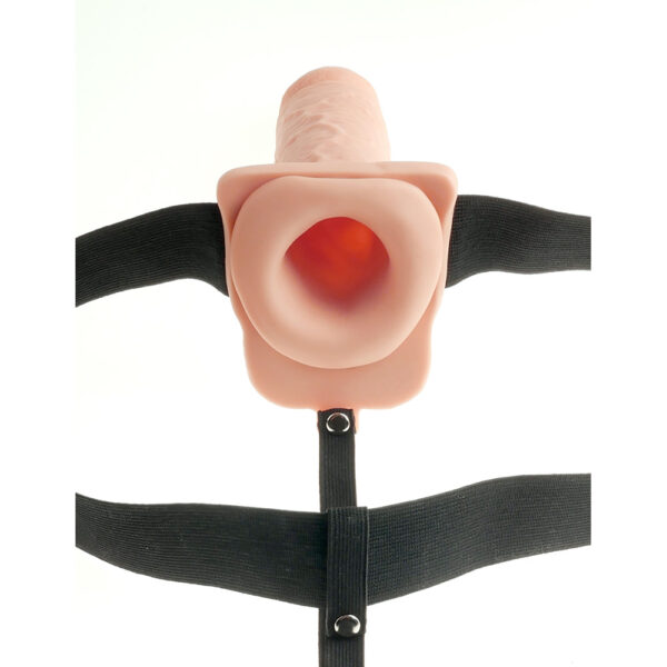 603912756524 2 Fetish Fantasy 7" Hollow Rechargeable Strap-On With Balls Flesh