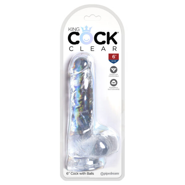 603912758825 King Cock Clear 6" Cock With Balls