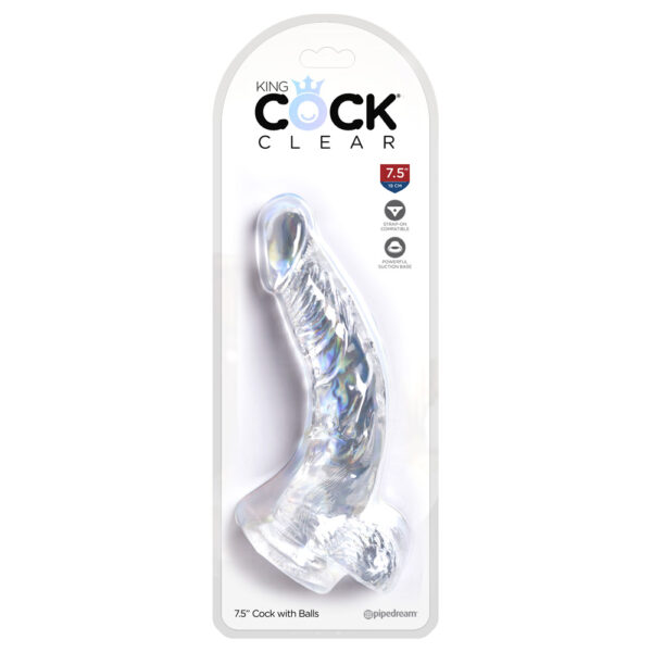 603912758856 King Cock Clear 7.5" Cock With Balls