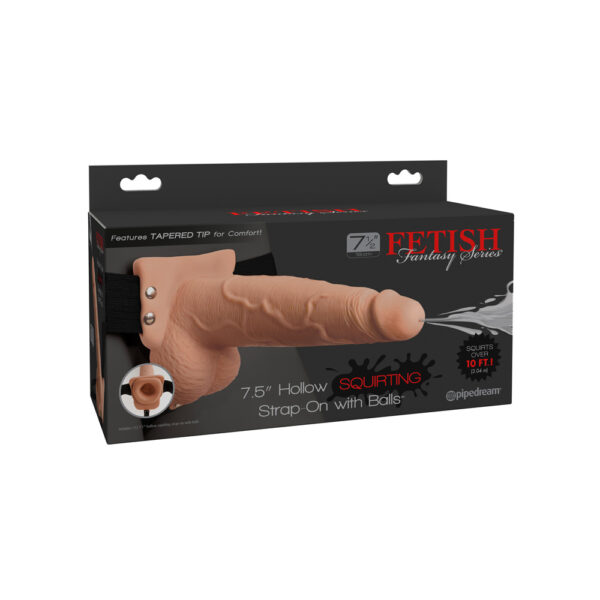 603912759266 Fetish Fantasy 7.5" Hollow Squirting Strap-On With Balls Flesh