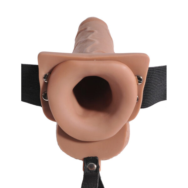 603912759273 2 Fetish Fantasy 7.5" Hollow Squirting Strap-On With Balls Tan