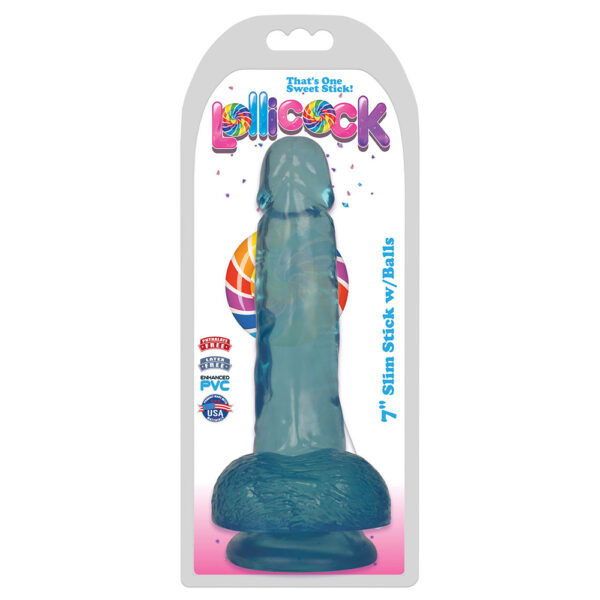 643380985750 Lollicock 7" Slim Stick W/Balls Berry Ice