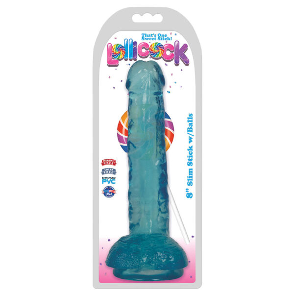 643380985781 Lollicock 8" Slim Stick W/Balls Berry Ice