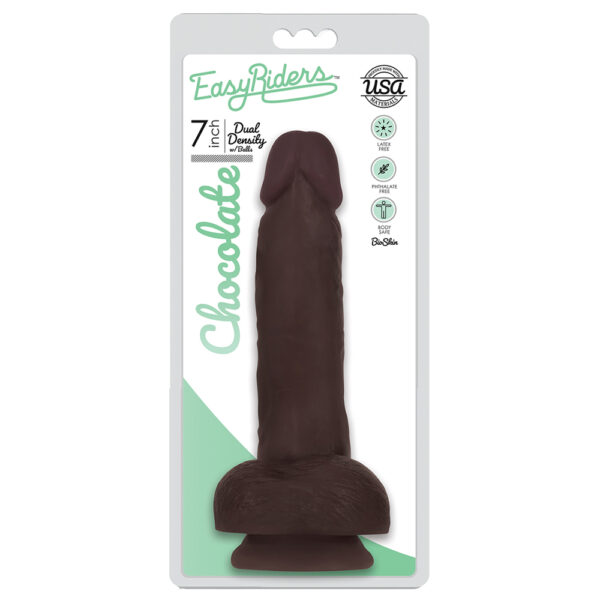 653078939736 Easy Riders 7" Slim Bioskin Dong With Balls Chocolate