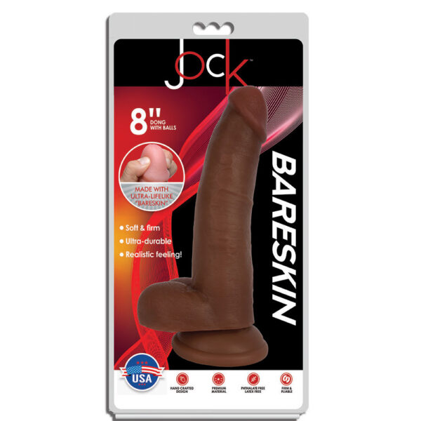 653078941241 Jock 8" Bareskin Dong With Balls Latte