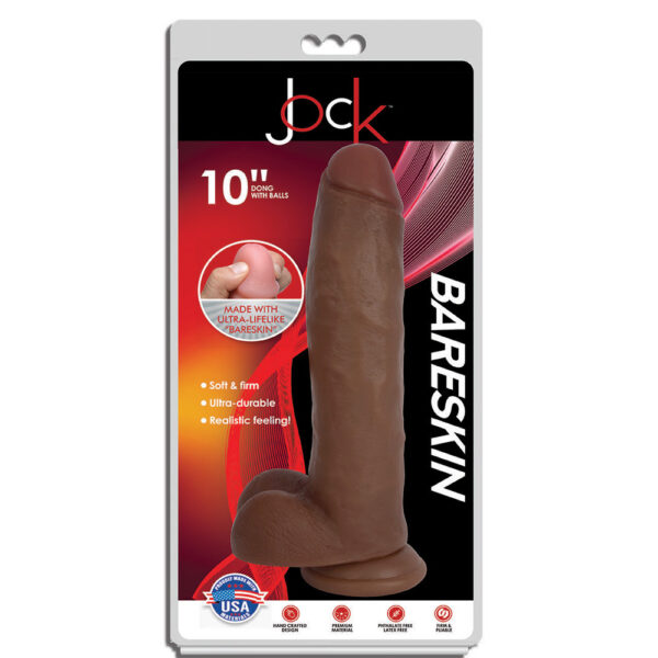 653078941302 Jock 10" Bareskin Dong With Balls Latte