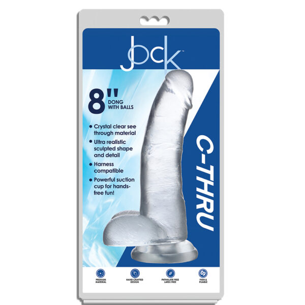 653078941678 Jock C-Thru 8" Clear Tpe Dildo With Balls