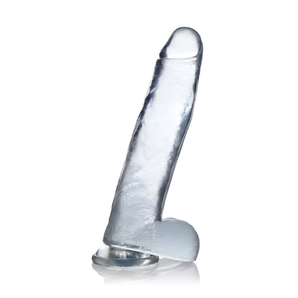 653078941708 2 Jock C-Thru 11" Clear Tpe Dildo With Balls