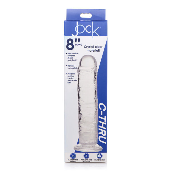 653078941876 Jock C-Thru Slim 8" Clear Tpe Dildo