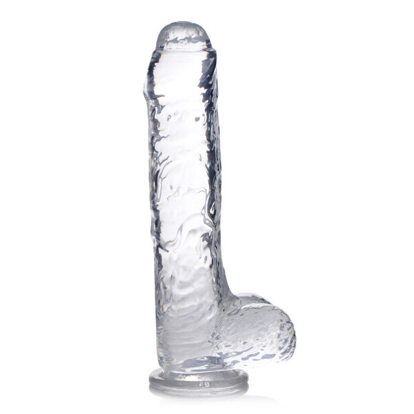 653078941890 2 Jock C-Thru Slim 9" Clear Tpe Dildo With Balls