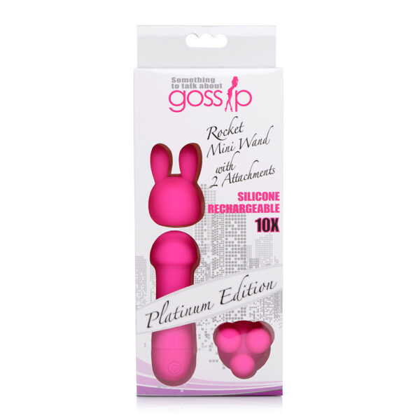 653078941975 Gossip Mini Wand W/Two Attachments Magenta