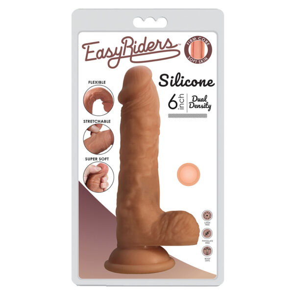 653078942941 Easy Riders 6" Dual Density Silicone Dong With Balls