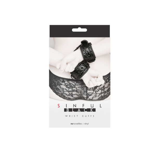 657447092251 Sinful - Black - Wrist Cuffs