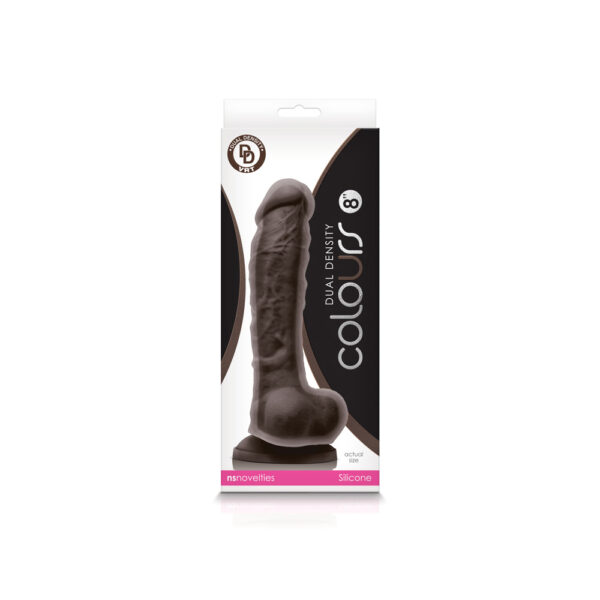 657447101670 Colours Dual Density 8" Dildo Dark Brown