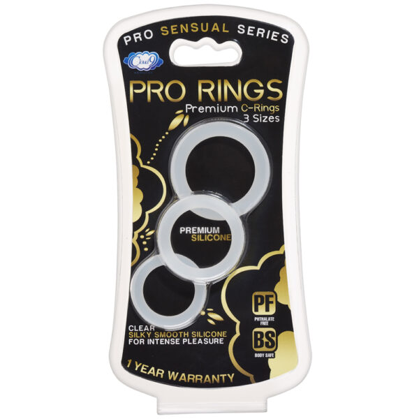 685239852127 Cloud 9 Pro Sensual Silicone Cock Ring 3 Pack Clear