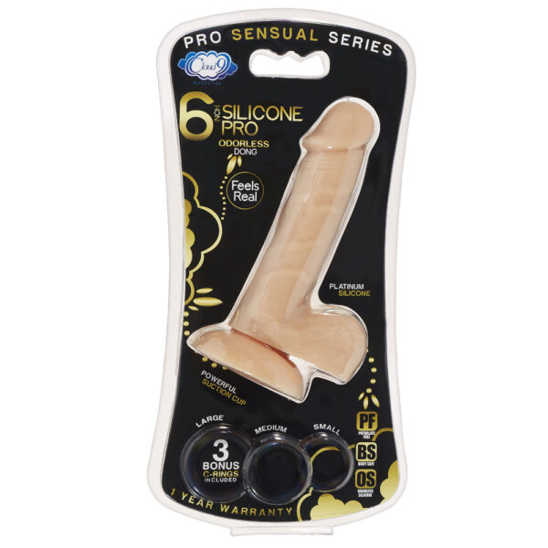 685239852820 Cloud 9 Pro Sensual Premium Silicone Dong W/ 3 C Rings Flesh 6"