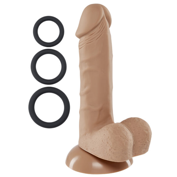 685239852837 2 Cloud 9 Pro Sensual Premium Silicone Dong W/ 3 C Rings Tan 6"