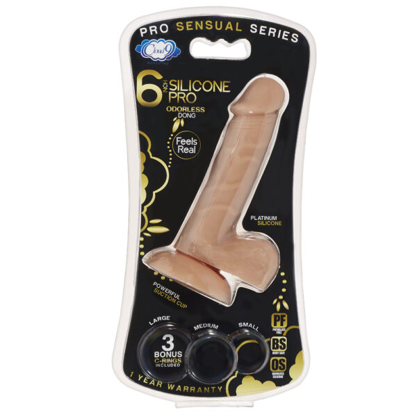 685239852837 Cloud 9 Pro Sensual Premium Silicone Dong W/ 3 C Rings Tan 6"