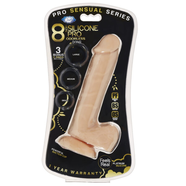 685239852851 Cloud 9 Pro Sensual Premium Silicone Dong W/ 3 C Rings Flesh 8"