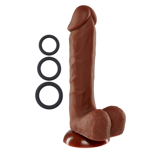 685239852875 2 Cloud 9 Pro Sensual Premium Silicone Dong W/ 3 C Rings Brown 8"