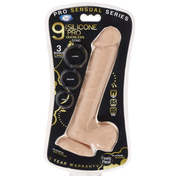 685239852882 Cloud 9 Pro Sensual Premium Silicone Dong W/ 3 C Rings Flesh 9"