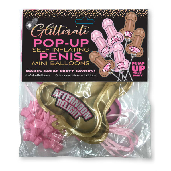 685634101776 Glitterati Penis Pop up Balloons 6 Pack
