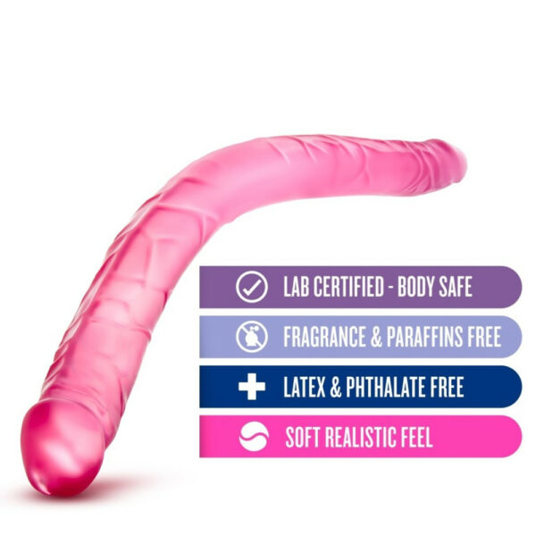 702730682395 3 B Yours 16" Double Dildo Pink