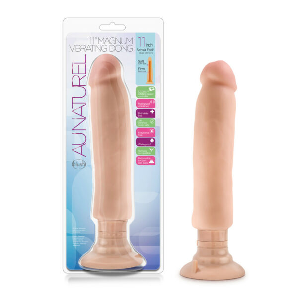 702730686362 Au Naturel 11" Sensa Feel Magnum Vibrating Dong Beige