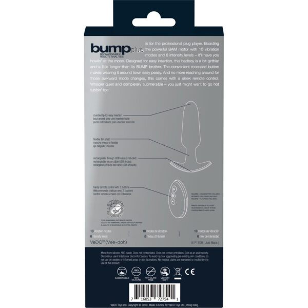 716053727541 2 Bump Plus Rechargeable Remote Control Anal Vibe Just Black