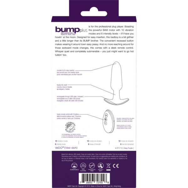 716053727558 2 Bump Plus Rechargeable Remote Control Anal Vibe Deep Purple