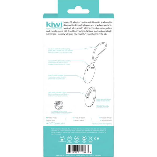 716053727565 2 Kiwi Rechargeable Insertible Bullet Tease Me Turquoise