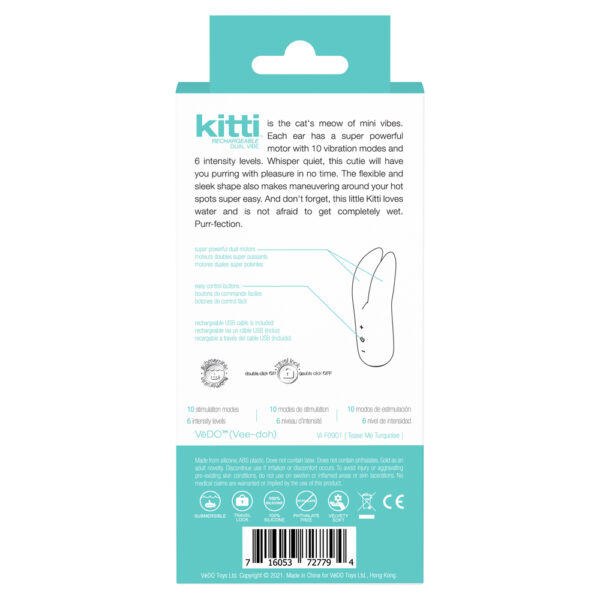 716053727794 3 Kitti Rechargeable Dual Vibe Tease Me Turquoise