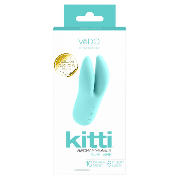 716053727794 Kitti Rechargeable Dual Vibe Tease Me Turquoise