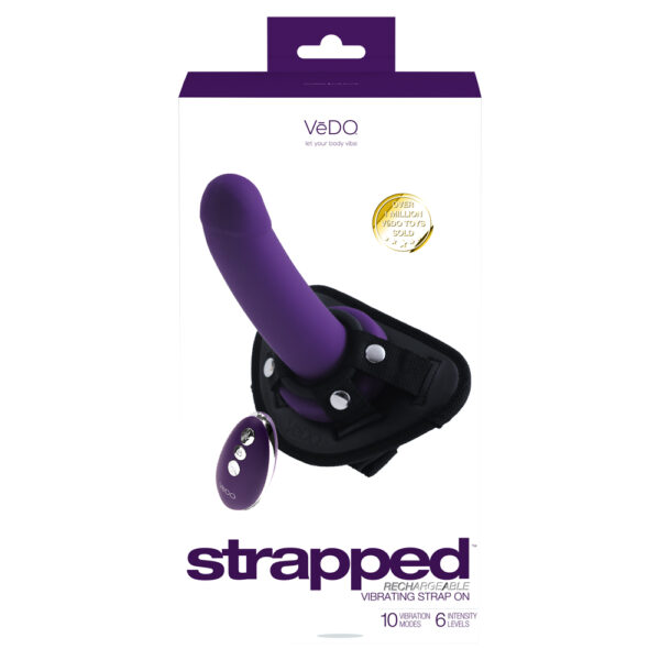 716053727862 Strapped Rechargeable Vibrating Strap On Deep Purple