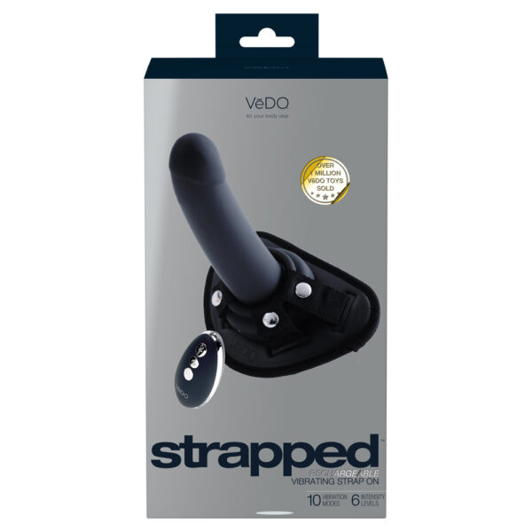 716053727879 Strapped Rechargeable Vibrating Strap On Just Black