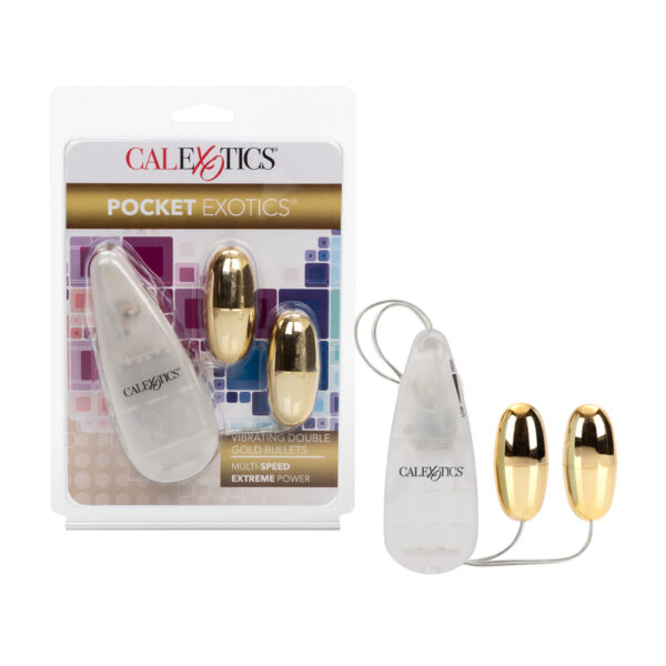 716770004017 Pocket Exotics Vibrating Double Gold Bullets Gold