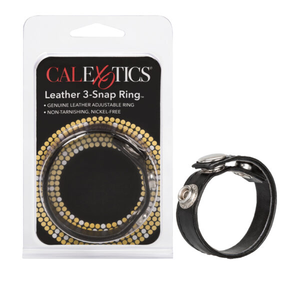 716770004529 Leather 3-Snap Ring Black