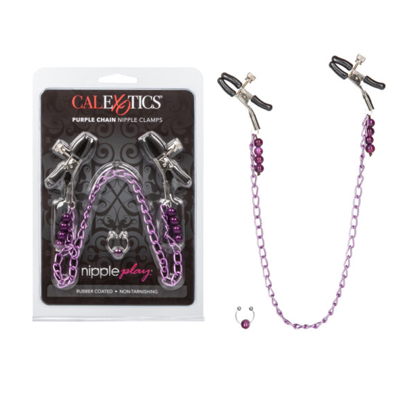 716770033703 Nipple Play Purple Chain Nipple Clamps Black