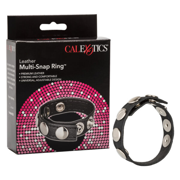716770048523 Leather Multi-Snap Ring Black