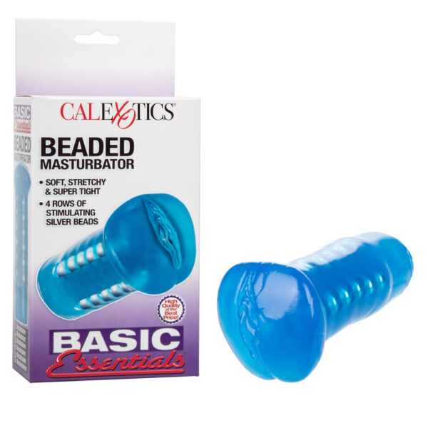 716770056467 Basic Essentials Beaded Masturbator Blue