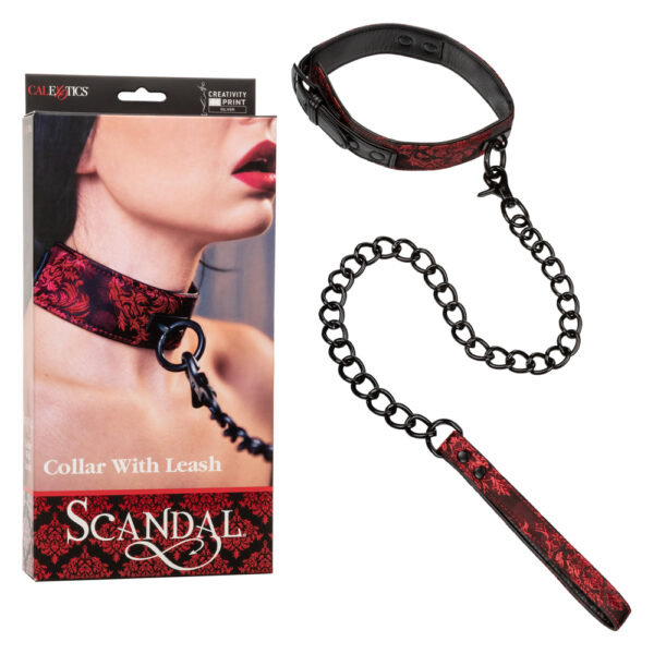 716770077042 Scandal Collar With Leash Red