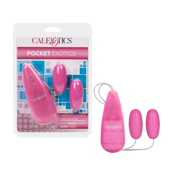 716770080486 Pocket Exotics Vibrating Double Pink Bullets Pink