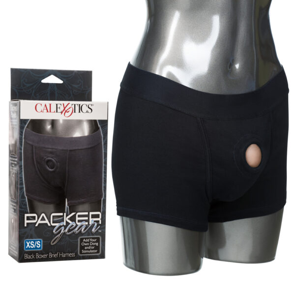 716770081391 Packer Gear Black Boxer Brief Harness XS/S