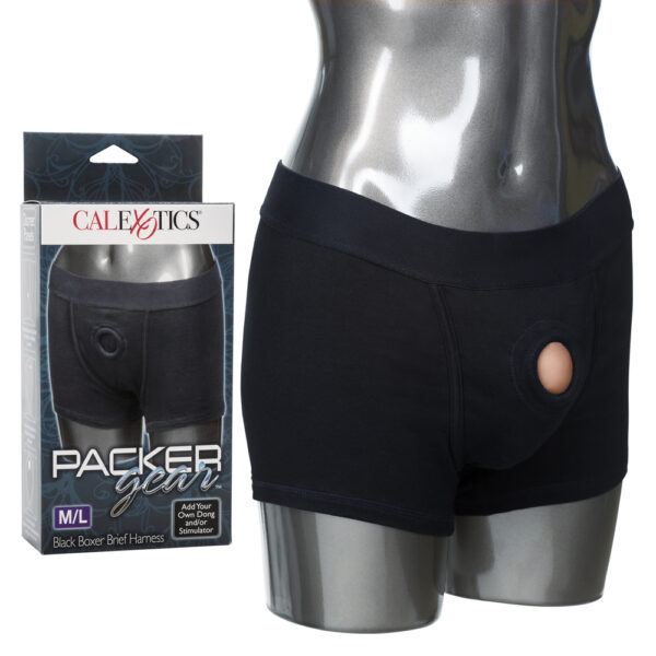 716770081407 Packer Gear Black Boxer Brief Harness M/L